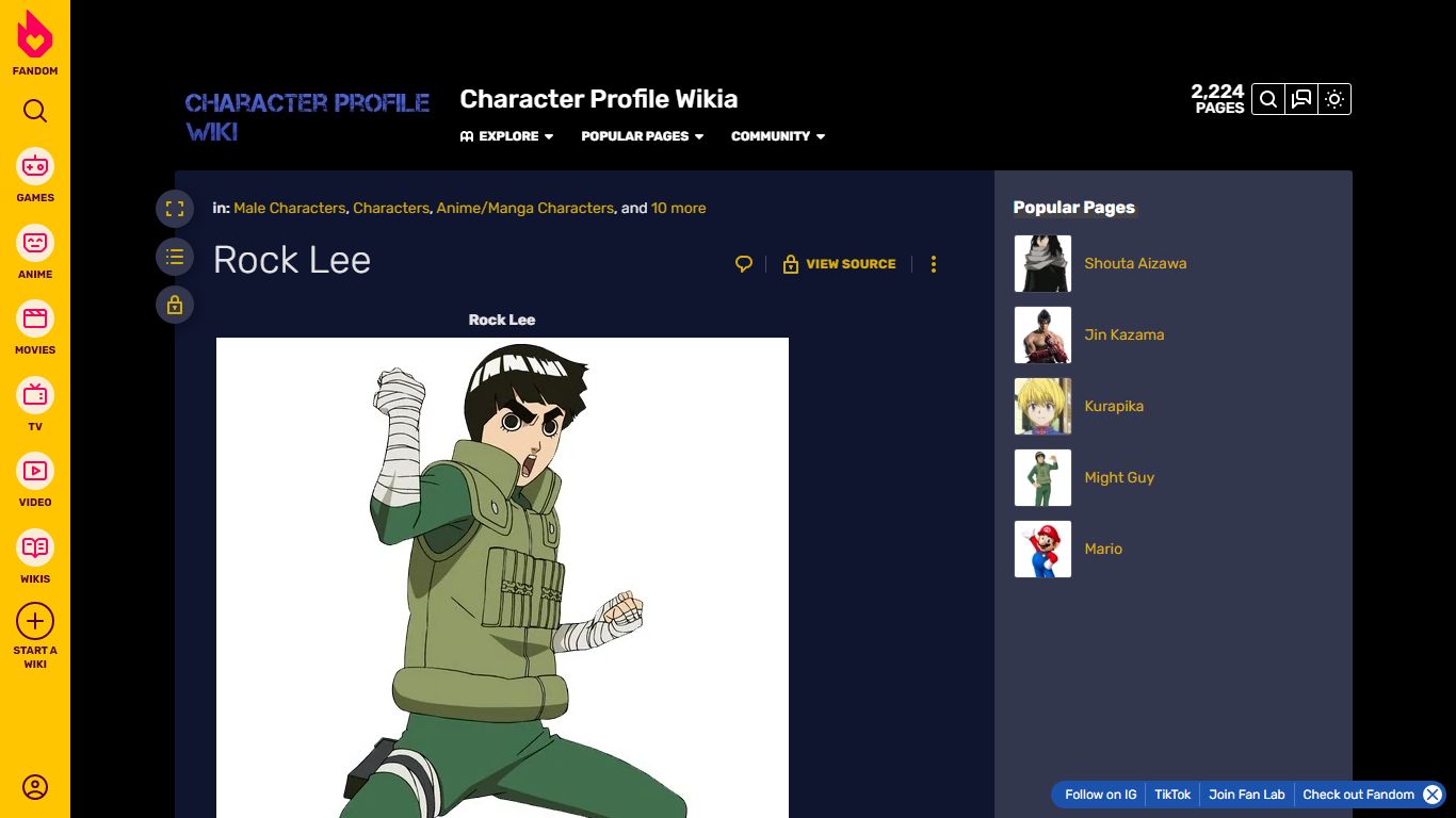 Rock Lee | Character Profile Wikia | Fandom